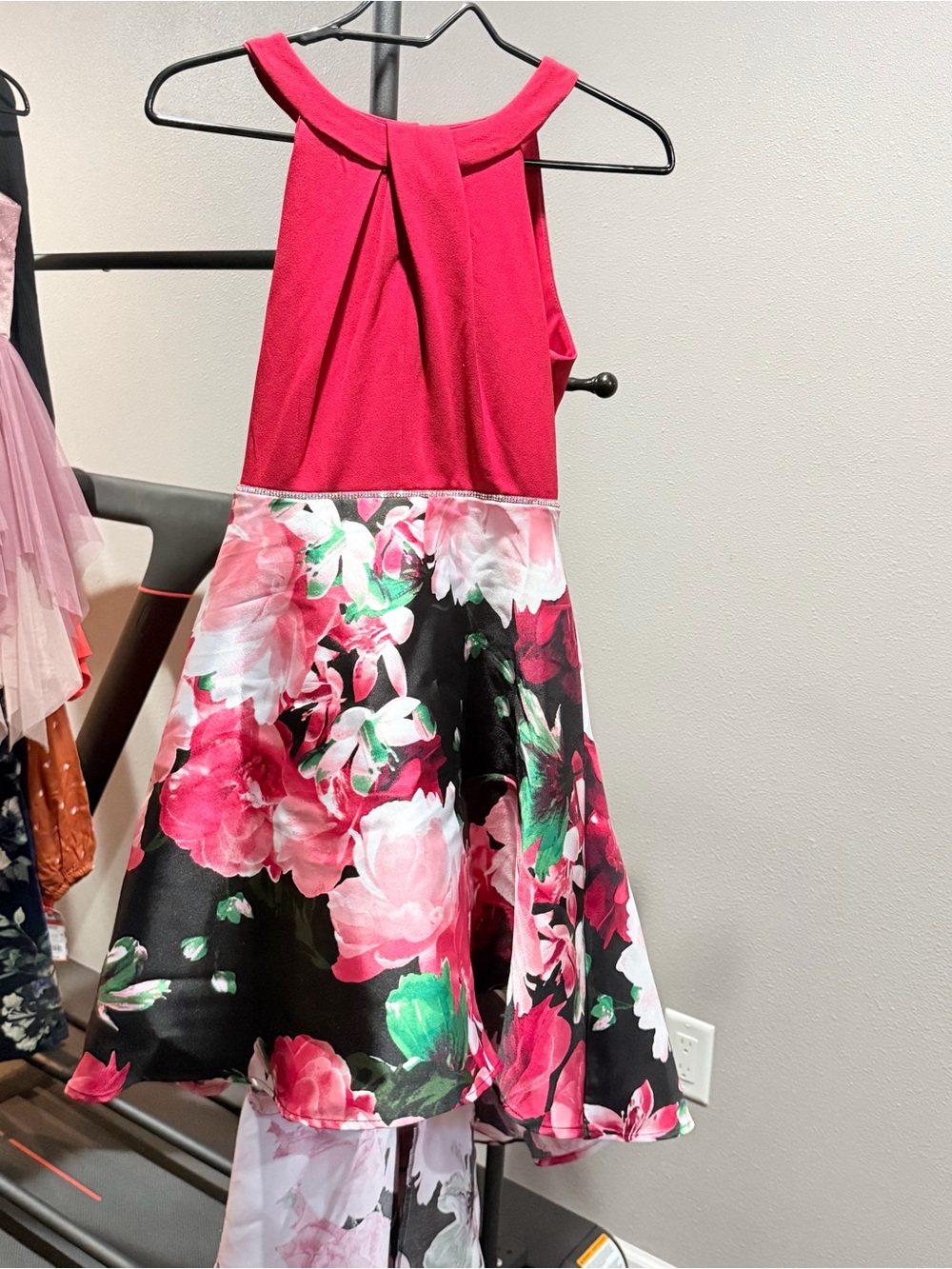 Speechless Hot Pink Halter Floral A-Line Skirt